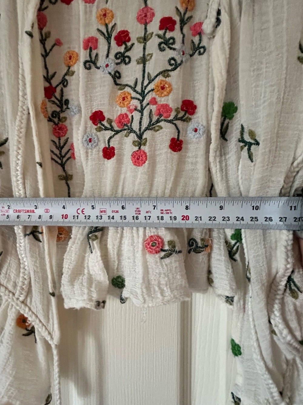 Zara Cream Embroidered Tie Front Cropped Cardigan Floral Kimono Blouse Size S - Picture 14 of 14